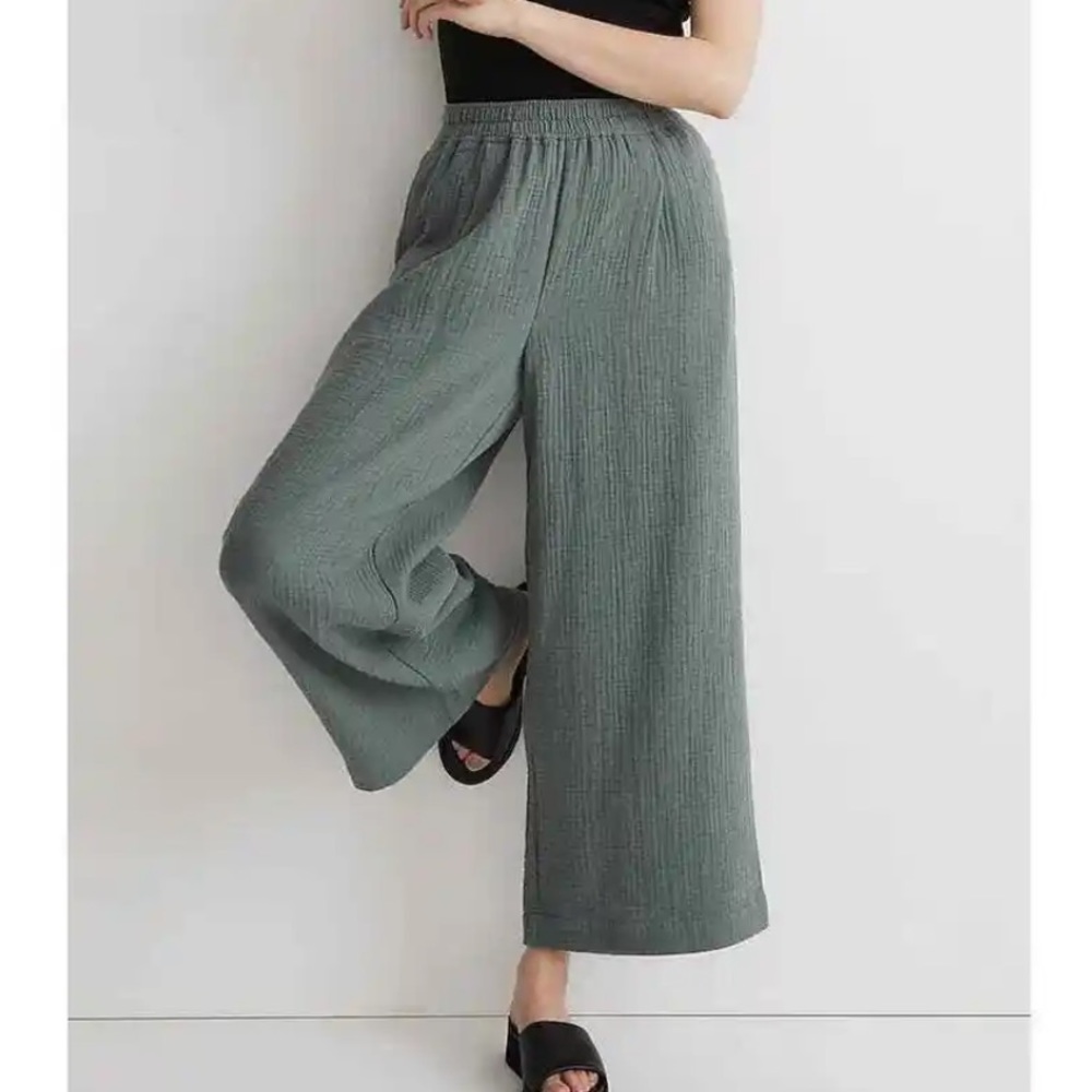 Madewell The Tall Untailored Wide-Leg Crop Pant in Lightspun new large tall